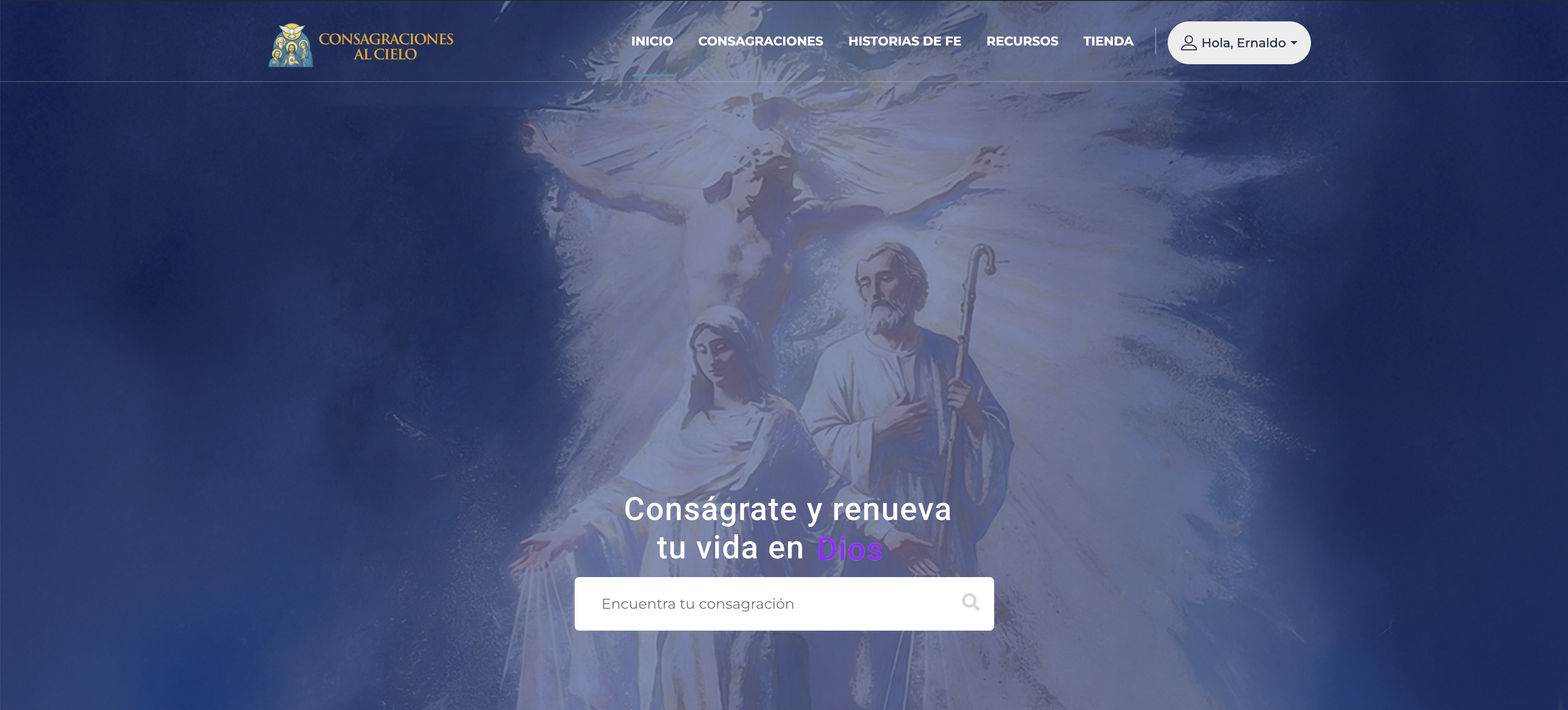Captura del sitio consagracionesalcielo.com